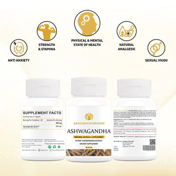 AROGYAM AYURVEDM ASHWAGANDHA General Wellness Caplets, 60 Caplets | Stress Relief | Rejuvenates Mind & Body