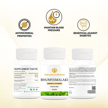 AROGYAM AYURVEDM Bhumi Amla Capsules Phyllanthus Niruri, supports Healthy Liver and Kidneys | Pack of 60 capsules