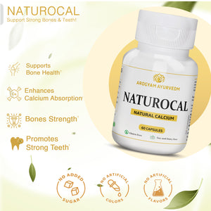 Dr. Pushp's AROGYAM AYURVEDM  Naturocal Natural Calcium Supplement for Bones and Joint-pack of 60 capsules