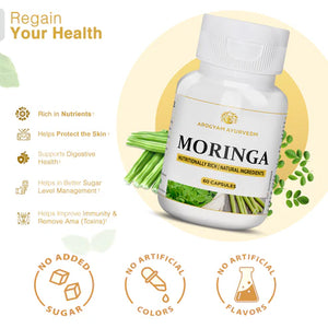 Dr. Pushp's AROGYAM AYURVEDM MORINGA CAPSULES for skin, digestive, immunity- Rich in Nutrients, 60 Capsules