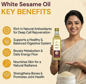 AROGYAM AYURVEDM Wood Pressed White Sesame Oil | 100% Pure Cold Pressed Til Oil