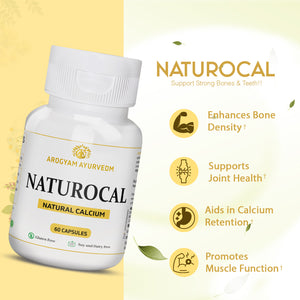 Dr. Pushp's AROGYAM AYURVEDM  Naturocal Natural Calcium Supplement for Bones and Joint-pack of 60 capsules