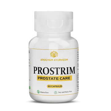 Dr. Pushp's AROGYAM AYURVEDM PROSTRIM Capsules – Natural Prostate Health Support, Enhances Urinary Function, Anti-Inflammatory, Hormonal Balance – 60 Vegan & Gluten-Free Capsules