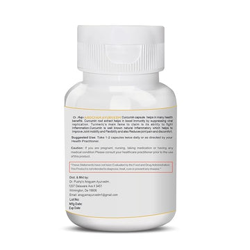 Dr Pushp's.                 AROGYAM AYURVEDM Dr Pushp's AROGYAM AYURVEDM CURCUMIN CAPSULES | BOOST IMMUNE SYSTEM | JOINT HEALTH SUPPLEMENT | NATURAL JOINT PAIN RELIEF - PACK OF 60 CAPSULES