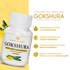 Dr. Pushp's Arogyam Ayurvedm Gokshura Capsules | Ayurvedic Kidney Care Support | 60 Capsules