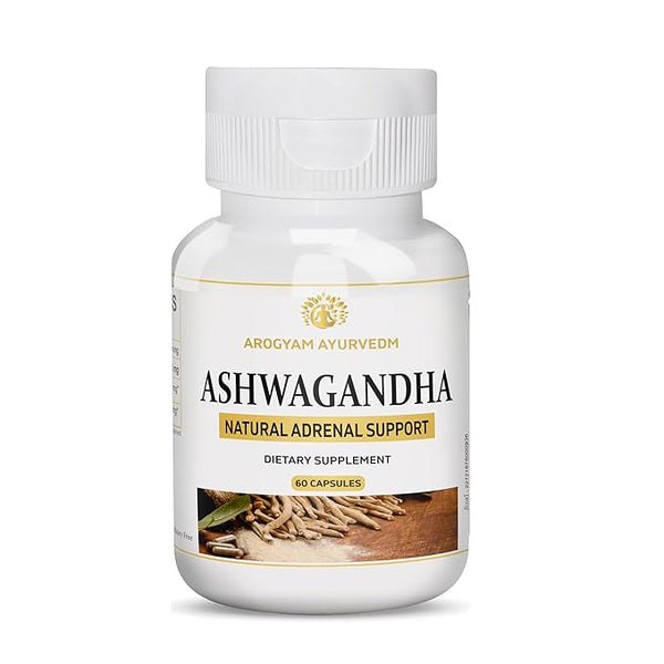 AROGYAM AYURVEDM ASHWAGANDHA General Wellness Caplets, 60 Caplets | Stress Relief | Rejuvenates Mind & Body