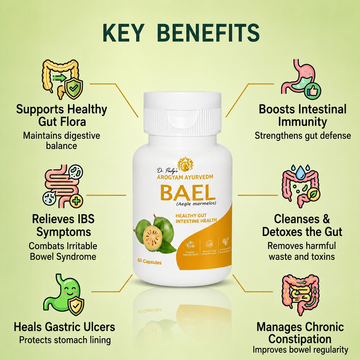 Dr.Pushp's AROGYAM AYURVEDM Bael Caplet for Digestive Health & Gut Support (60 Caplets)