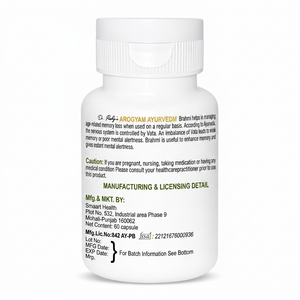 Dr Pushp's. Arogyam Ayurvedm. Brahmi Capsules -Natural Brain Booster and Stress Reliever