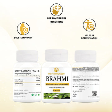 Dr Pushp's.                   Arogyam Ayurvedm.       Brahmi Capsules -           Natural Brain Booster and Stress Reliever ✨