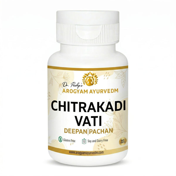 Dr. Pushp’s Arogyam Ayurvedm Chitrakadi Vati | Ayurvedic Digestive Tablets for Indigestion, Gas & Appetite Support