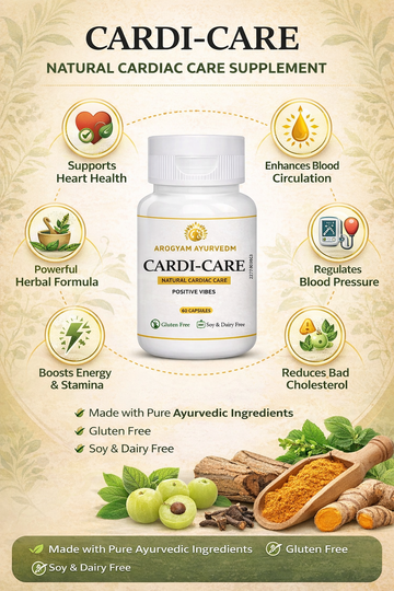 Dr Pushp's.                AROGYAM AYURVEDM Cardi-Care capsule For Healthy Heart Cardiac Wellness with Swaran Bhasam - 30 Capsules