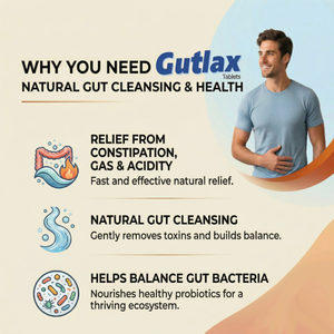 Gutlax Natural Gut Cleansing Tablets| Ayurvedic Digestive and Gut Health Supplement with Fibre| Supports Digestion, Gut Cleanse, Bowel Regularity and Immunity| Helps Balance Gut Bacteria| Vegetarian Formula| 60 Tablets