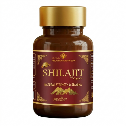 Dr. Pushp's AROGYAM AYURVEDM SHILAJIT CAPSULES – Stamina and Energy- 60 Veg Capsules