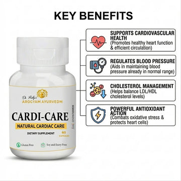 Dr Pushp's.                AROGYAM AYURVEDM Cardi-Care capsule For Healthy Heart Cardiac Wellness with Swaran Bhasam - 30 Capsules