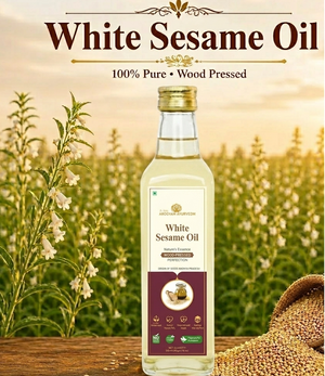 AROGYAM AYURVEDM Wood Pressed White Sesame Oil | 100% Pure Cold Pressed Til Oil