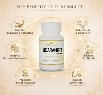 Dr. Pushp's AROGYAM AYURVEDM Udaramrit Mishran helps in Digestive disorders, Acidity and IBS.