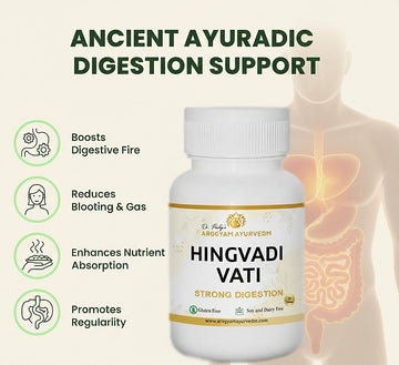Dr Pushp's                  AROGYAM AYURVEDM                  HINGVADI VATI Tablets
