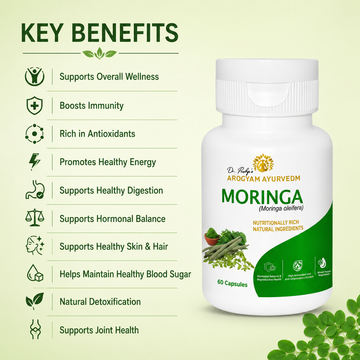 Dr. Pushp's AROGYAM AYURVEDM MORINGA CAPSULES for skin, digestive, immunity- Rich in Nutrients, 60 Capsules