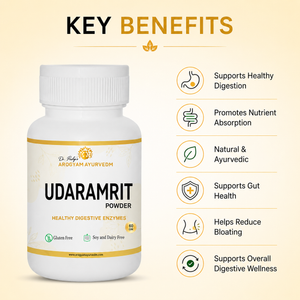 Dr. Pushp's AROGYAM AYURVEDM Udaramrit Mishran helps in Digestive disorders, Acidity and IBS.