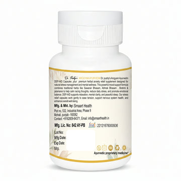 Dr Pushp's                  AROGYAM AYURVEDM,      Cap DEP AID.                      Helps in stress, Anxiety and Depression | Herbal Formulation| स्वर्ण भस्म युक्त✨