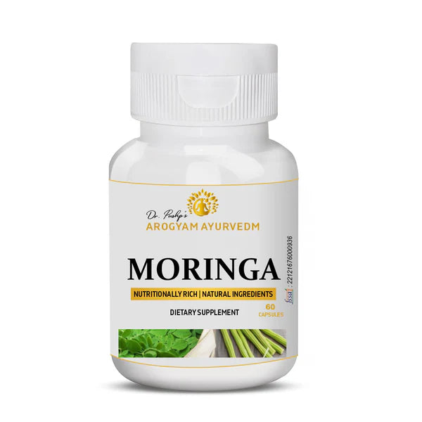 Dr. Pushp's AROGYAM AYURVEDM MORINGA CAPSULES for skin, digestive, immunity- Rich in Nutrients, 60 Capsules