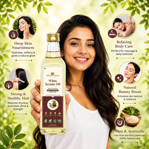 AROGYAM AYURVEDM Wood Pressed White Sesame Oil | 100% Pure Cold Pressed Til Oil
